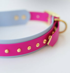 Collar "Macaruni" Pastel blue & magenta with decor