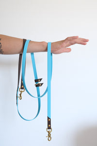 Hands-free leash Chocolte & sky blue