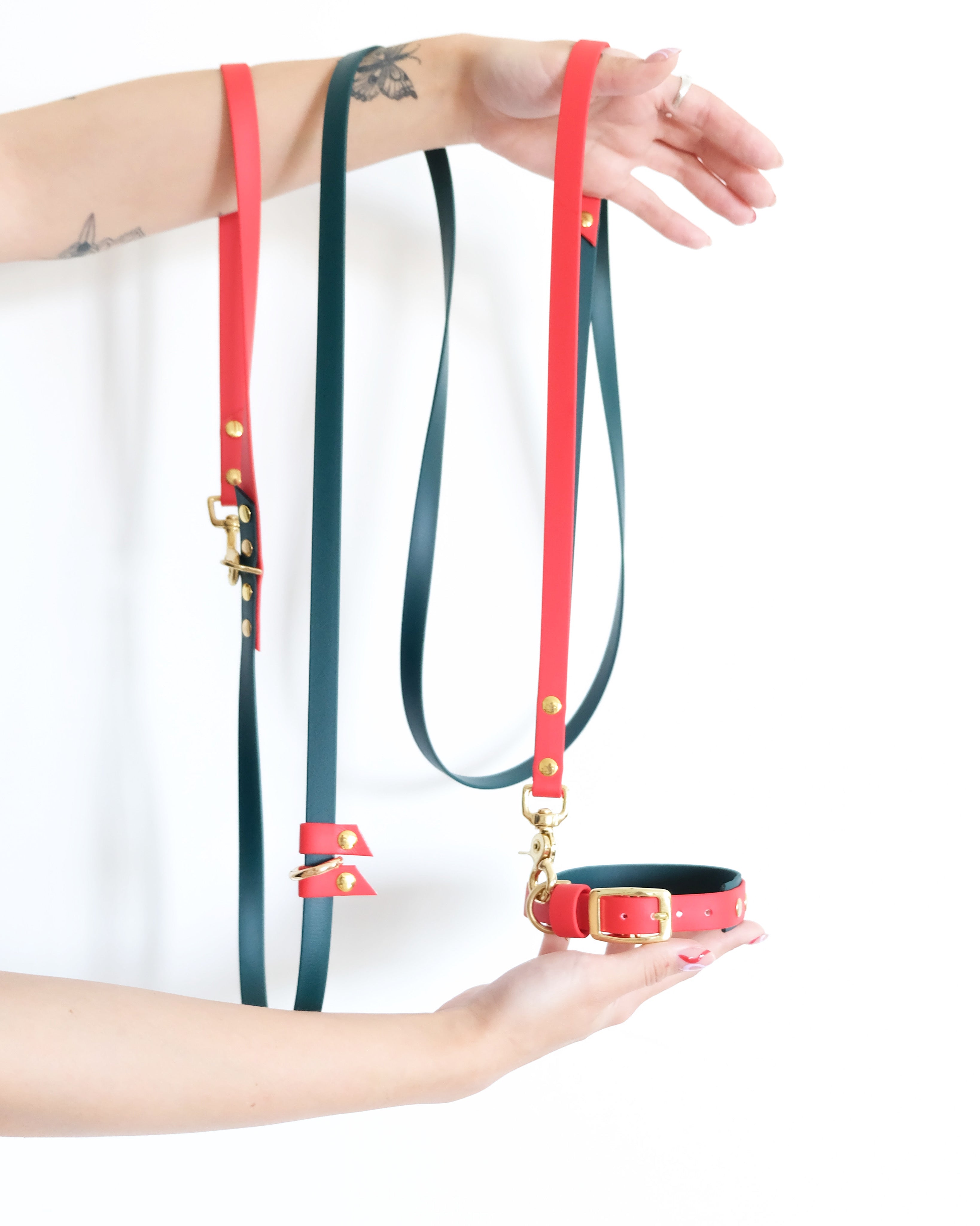 Hands-free leash Red & green