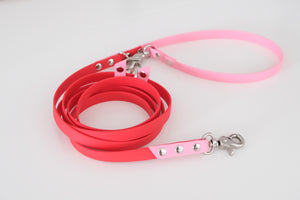 Hands-free leash Red & Baby pink