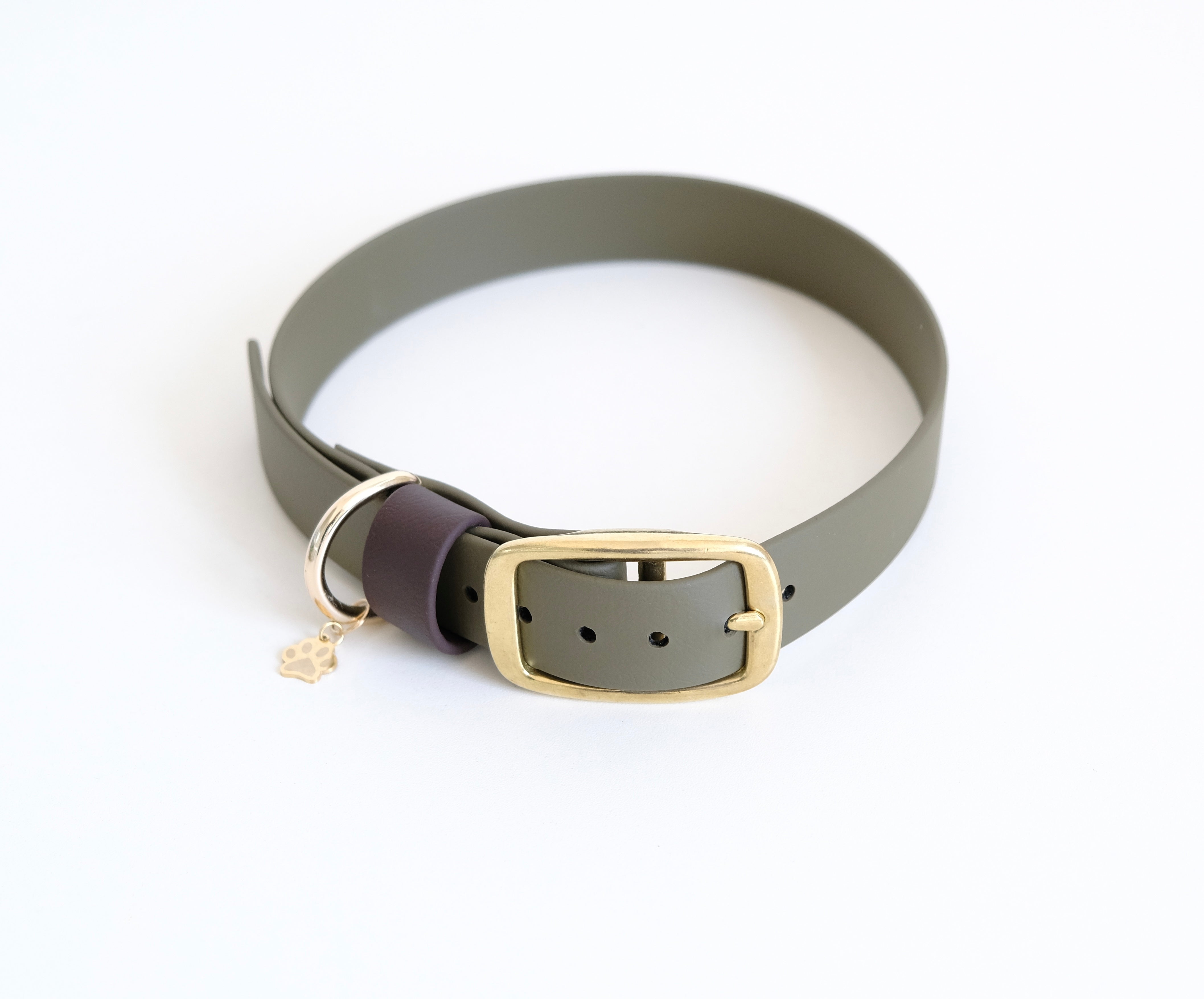 Collar "Eclair" Olive with chocolate belt loop